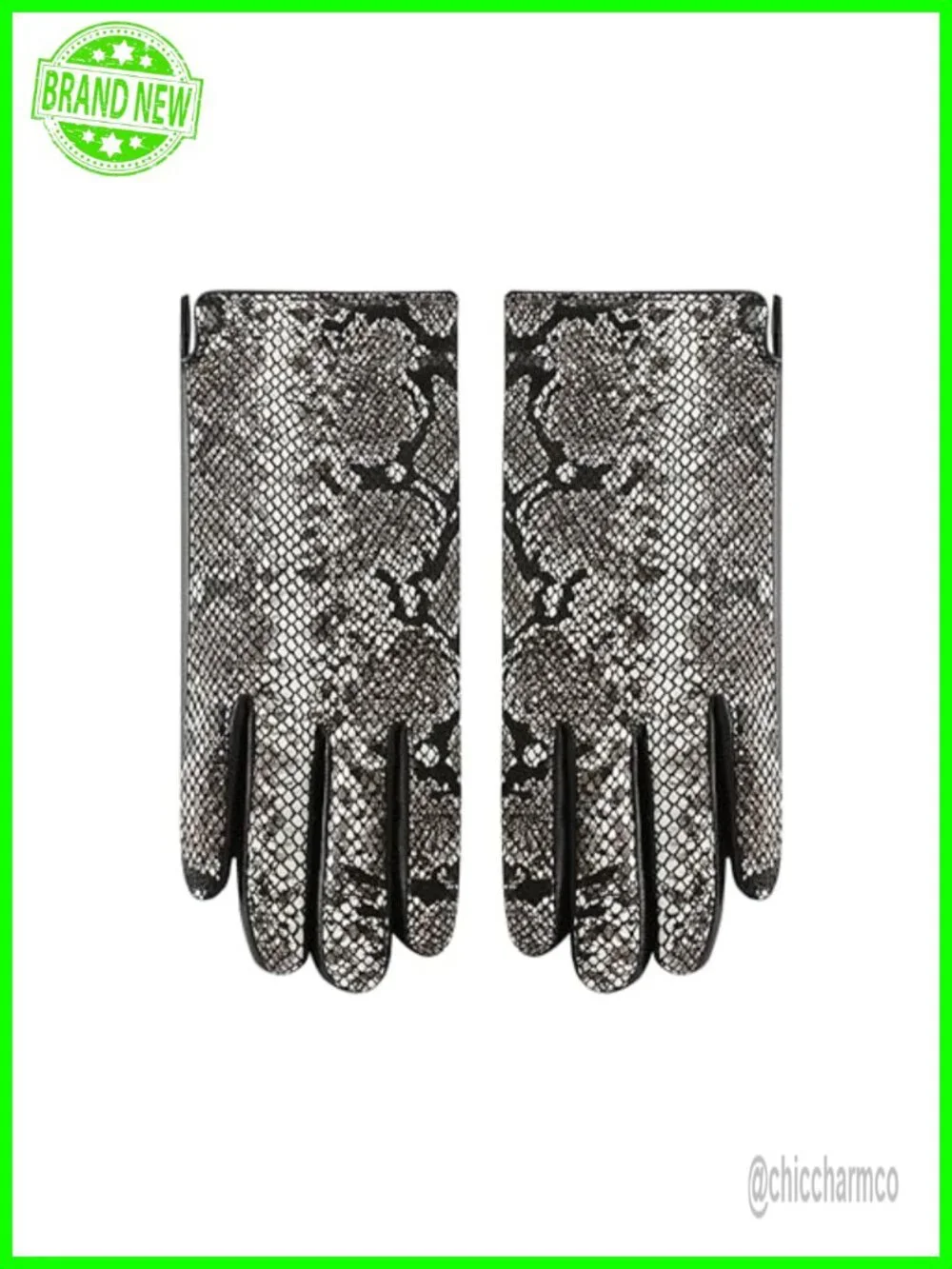 Genuine Lambskin Leather Snakeskin Gloves - Touchscreen Compatible Cashmere